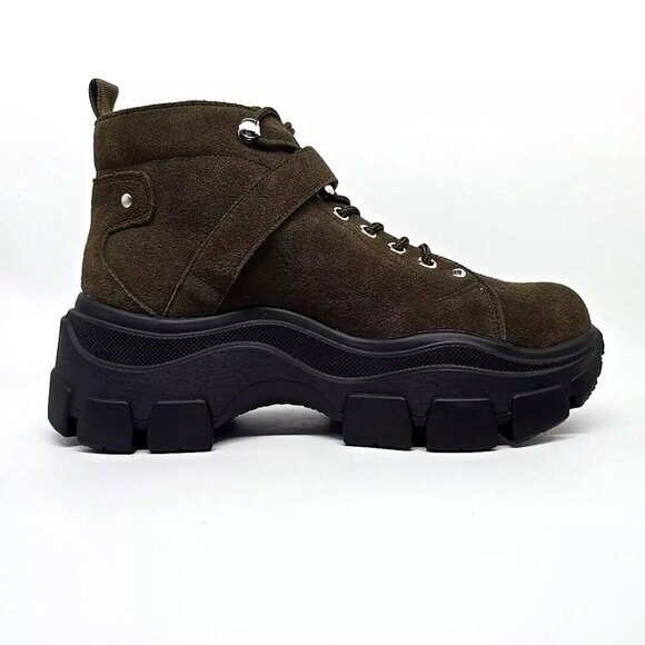 Jeffrey Campbell Accel Boot Lugged Sole Faux Fur Lined Ankle Booties Wms Size 9 - Picture 7 of 12